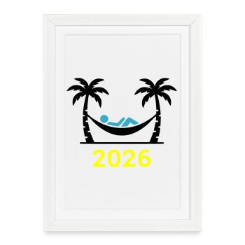 Hammock Palm Trees 2026 - Framed poster (27 × 37 cm) - white - Front
