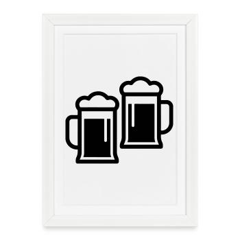 Chope à bière - Affiche encadrée (27 × 37 cm) - blanc - Devant