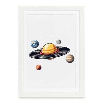 Records Planet in Space - Framed poster (27 × 37 cm) - white - Front