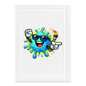 Cheerful Paint Splash with Sunglasses - Framed poster (27 × 37 cm) - white - Front
