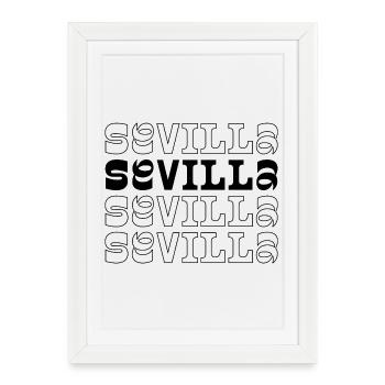 Sevilla Spanish City Repeated Typography logo - Framed poster (27 × 37 cm) - white - Front