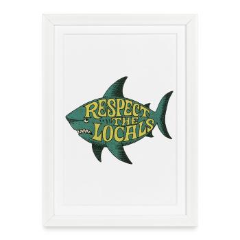 Respectez les locaux Fish Tee - Affiche encadrée (27 × 37 cm) - blanc - Devant