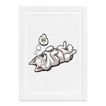 Chiens bergers blancs bergers - Affiche encadrée (27 × 37 cm) - blanc - Devant