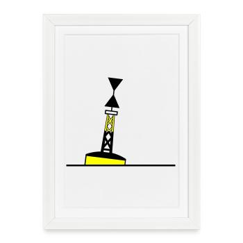 Tonne - Boje Nordsee Segeln Ostsee Maritim - Gerahmtes Poster (27 × 37 cm) - Weiß - Vorne