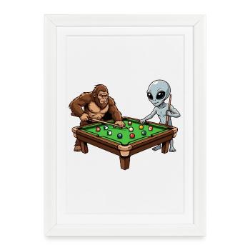 Billard Design professionnel – Billard et billard - Affiche encadrée (27 × 37 cm) - blanc - Devant