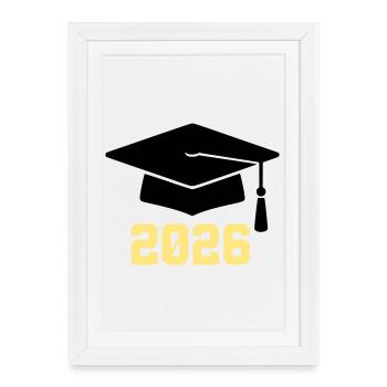 Graduate 2026 Bachelor Hat - Framed poster (27 × 37 cm) - white - Front
