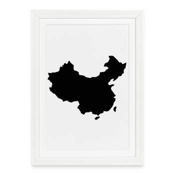 Carte de la Chine - Affiche encadrée (27 × 37 cm) - blanc - Devant