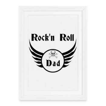 Dad Rock and Roll Skull Wings - Framed poster (27 × 37 cm) - white - Front