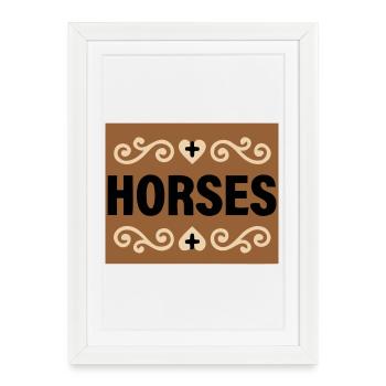 Lettrage des chevaux Retro Riding - Affiche encadrée (27 × 37 cm) - blanc - Devant