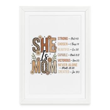 Strong Mom Powerful Never Alone Faith Church - Framed poster (27 × 37 cm) - white - Front