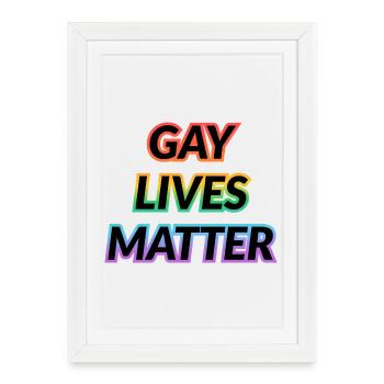GAY LIVES MATTER LGBT Pride Month Rainbow Slogan - Framed poster (27 × 37 cm) - white - Front