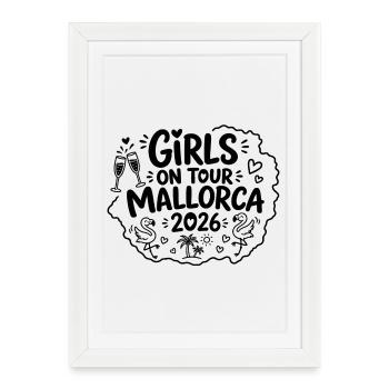 Malle 2026 Filles en tournée 2026 Sekt & Flamingo - Affiche encadrée (27 × 37 cm) - blanc - Devant