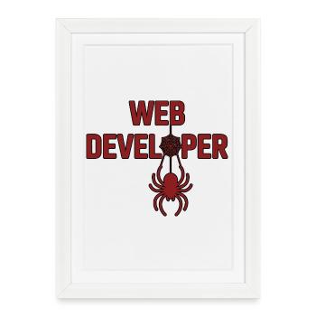 Web Developer Spider Logo Shirt - Framed poster (27 × 37 cm) - white - Front