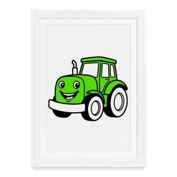 Enfants tracteurs - Affiche encadrée (27 × 37 cm) - blanc - Devant
