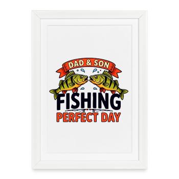 Journée de pêche avec papa - Affiche encadrée (27 × 37 cm) - blanc - Devant