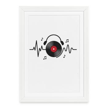 Vinyle Disques Battement de coeur Musique - Affiche encadrée (27 × 37 cm) - blanc - Devant