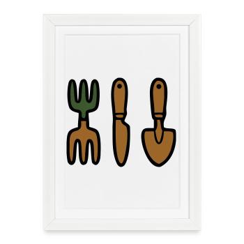 Outils de jardinage Jardinier Jardinier - Affiche encadrée (27 × 37 cm) - blanc - Devant