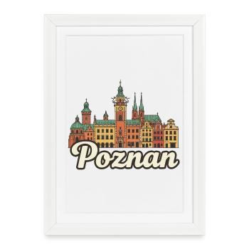 Poznan Poland Old Town Goats Retro Travel Badge - Framed poster (27 × 37 cm) - white - Front