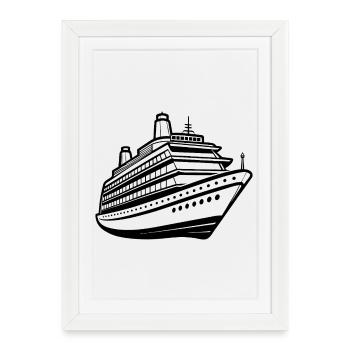 Cruise Ship Outline - Framed poster (27 × 37 cm) - white - Front