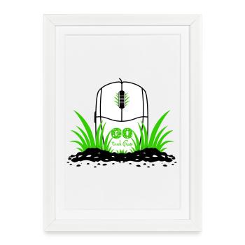 Va toucher l’herbe - Affiche encadrée (27 × 37 cm) - blanc - Devant