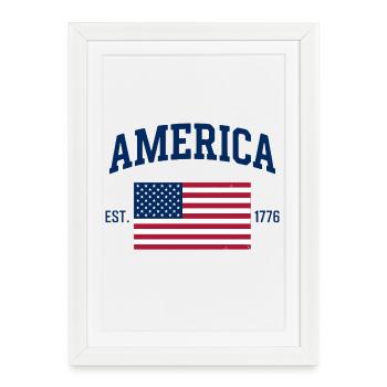 American Flag USA United States of America US 4th  - Affiche encadrée (27 × 37 cm) - blanc - Devant