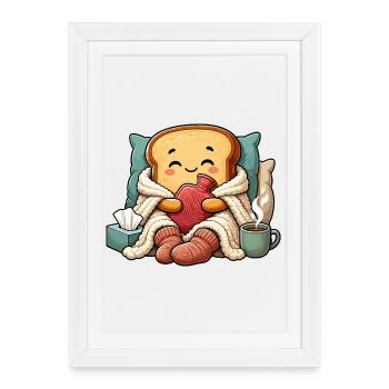 Pain câlin Chaleur du cœur - Affiche encadrée (27 × 37 cm) - blanc - Devant
