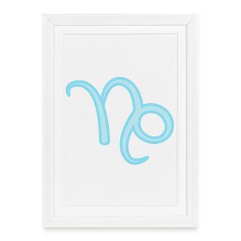 Symbole du signe du zodiaque du Capricorne Bleu pastel - Affiche encadrée (27 × 37 cm) - blanc - Devant