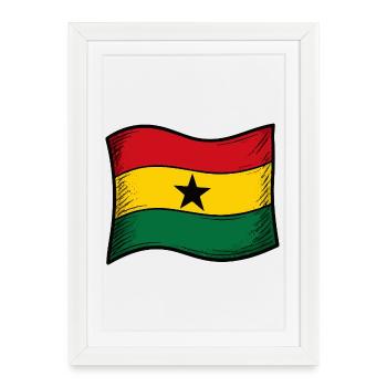 Ghana Flag Red Gold Green Star - Framed poster (27 × 37 cm) - white - Front