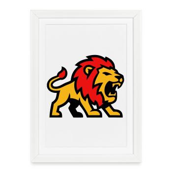 Logo de la mascotte du Lion - Affiche encadrée (27 × 37 cm) - blanc - Devant