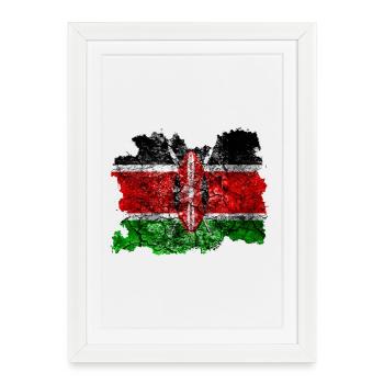 Kenya Drapeau Vintage - Affiche encadrée (27 × 37 cm) - blanc - Devant