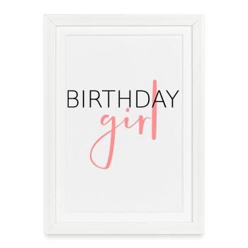 Anniversaire fille - idée cadeau anniversaire enfant - Affiche encadrée (27 × 37 cm) - blanc - Devant