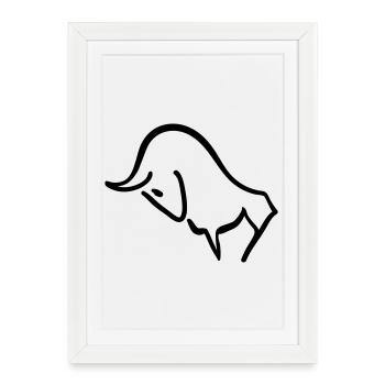 charging bull - Framed poster (27 × 37 cm) - white - Front