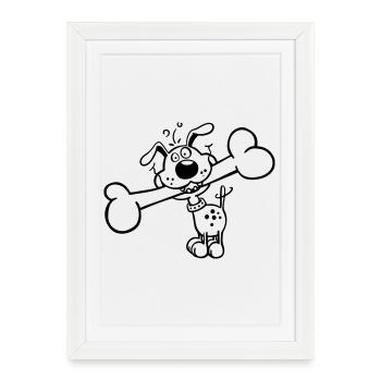 Drôle Chien - Affiche encadrée (27 × 37 cm) - blanc - Devant