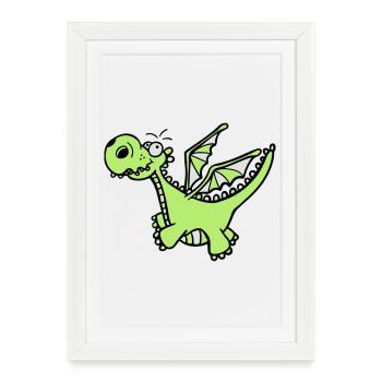 Puissant Dragon - Affiche encadrée (27 × 37 cm) - blanc - Devant