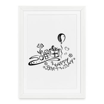 Happy Birthday motif, Congratulations - Framed poster (27 × 37 cm) - white - Front