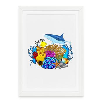 plongée - plongée sous-marine monde vie marine - Affiche encadrée (27 × 37 cm) - blanc - Devant