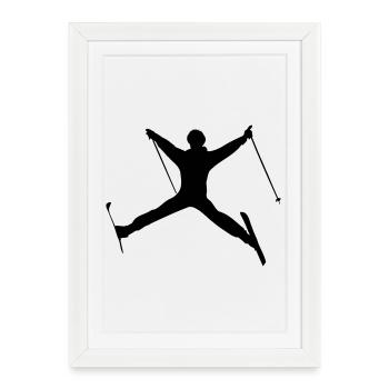 Ski jumping winter sports shadow figure - Framed poster (27 × 37 cm) - white - Front