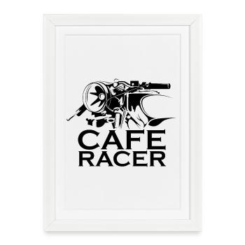 Icône Café Racer Custom Bikes Motard Icône Moto - Affiche encadrée (27 × 37 cm) - blanc - Devant