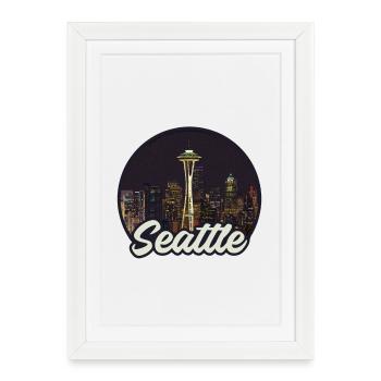 Paysage urbain de Seattle - Affiche encadrée (27 × 37 cm) - blanc - Devant