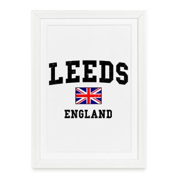 Conception du drapeau de Leeds, Angleterre - Affiche encadrée (27 × 37 cm) - blanc - Devant
