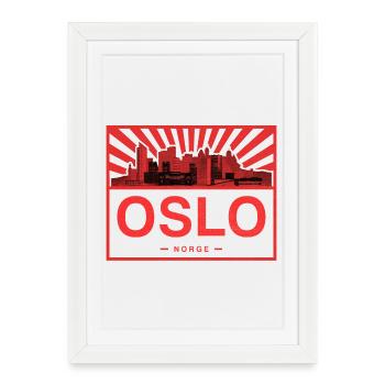 Oslo Skyline Rouge Noir - Affiche encadrée (27 × 37 cm) - blanc - Devant