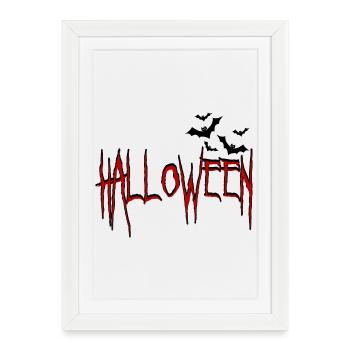 Halloween with bats - Framed poster (27 × 37 cm) - white - Front