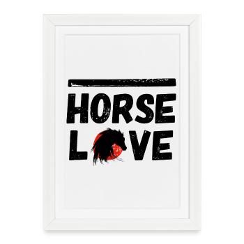 cheval poney cheval amour équitation noir beauté fille LOL - Affiche encadrée (27 × 37 cm) - blanc - Devant