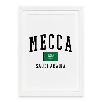 Mecque, Arabie Saoudite : Conception du drapeau - Affiche encadrée (27 × 37 cm) - blanc - Devant