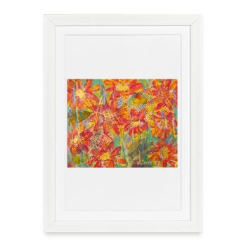 Living flower meadow in impression style - Framed poster (27 × 37 cm) - white - Front
