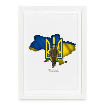 L’Ukraine contourne le trident Zelensky - Affiche encadrée (27 × 37 cm) - blanc - Devant