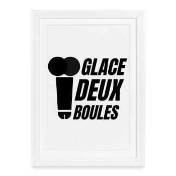 glace deux boules, glaces, crème glacée - Affiche encadrée (27 × 37 cm) - blanc - Devant