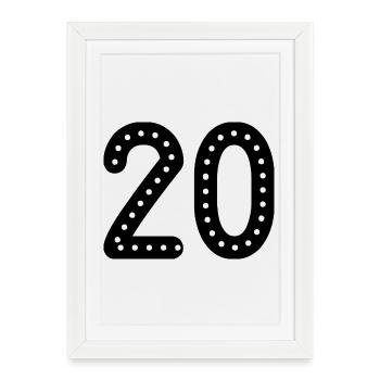 20. 20 ANS. 20e ANNIVERSAIRE. ANNIVERSAIRE 20 ANS. - Affiche encadrée (27 × 37 cm) - blanc - Devant