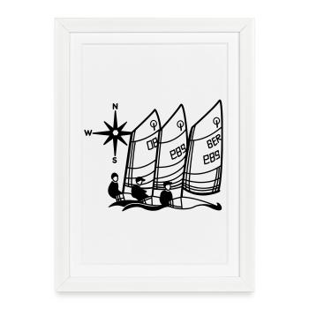 Optimist Sailboat Regatta Kids Sailing Shirt Opti - Framed poster (27 × 37 cm) - white - Front