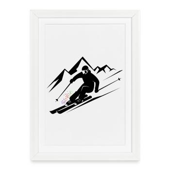 Skieurs Ski Hiver Vacances d’hiver Sports d’hiver - Affiche encadrée (27 × 37 cm) - blanc - Devant